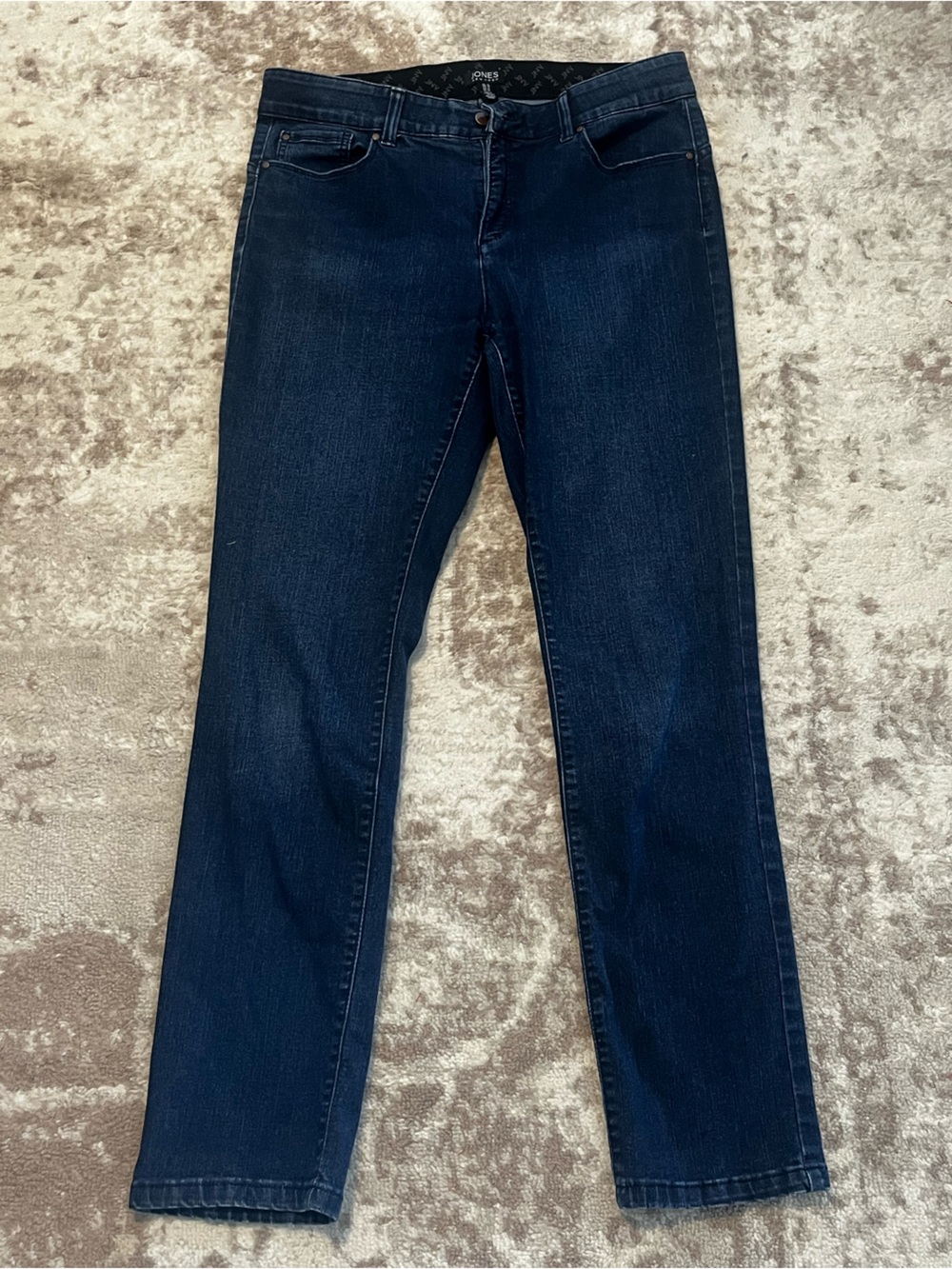 Jones New York JNY Womens Size 12 Dark Wash Straight Leg Stretch Denim Jeans
